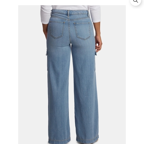 Time and Tru Women's Blue Wide Leg Cargo Jeans - Picture 5 of 8